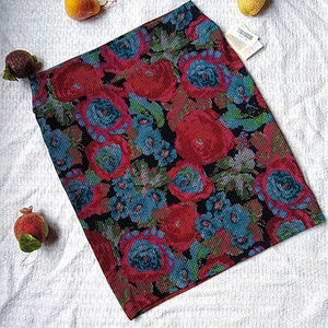 LuLaRoe Cassie Skirt Blue Red Pixel Floral 3XL NWT